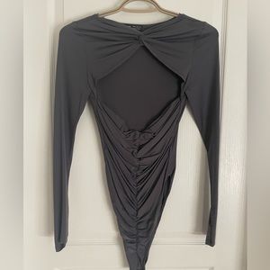 Shein Grey bodysuit with cutout size XS